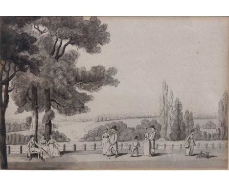 English School, late 18th centuryPromenading on Richmond Hillink and wash, 13.5 x 19.5cm;together with Edmund Morison Wimperi