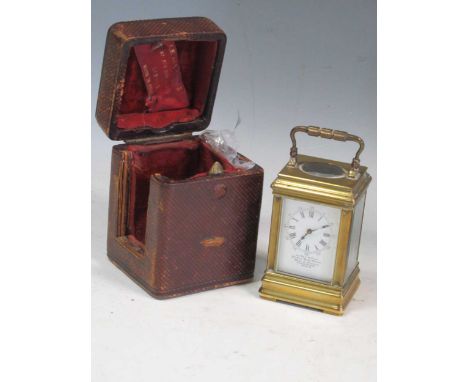 Le Roy &amp; Fils, a miniature cased brass carriage timepiece, clock measures 9 x 4.5 x 5cm