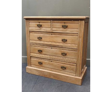 A late 19th century ash chest of drawers, 102 x 103 x 47cm