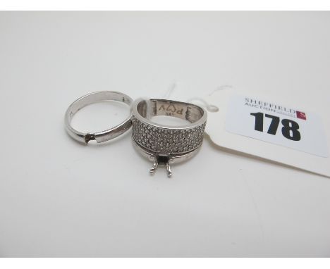 Scrap - Two Ring Mounts, stamped "585" (stones missing). 