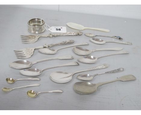 A Collection of Assorted Hallmarked Silver and Other Tea and Other Spoons, including Thomas Northcote &amp; George Bourne, Lo