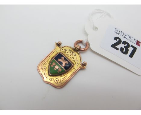 A 9ct Gold Medallion Pendant, highlighted in enamel and engraved "S.A.S.F.L. Runners Up 1924.25" (4grams). 