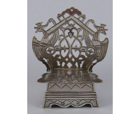 A Russian silver throne style stamp box with Russian maker and 84 assay marks for Moscow 1896-1908 and reassayed post Revolut