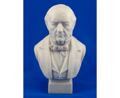 A bisque ceramic bust of Gladstone. ht.16cm. 