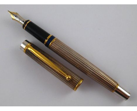 A Silver 925 Pilot fountain pen with blue enamel band. 