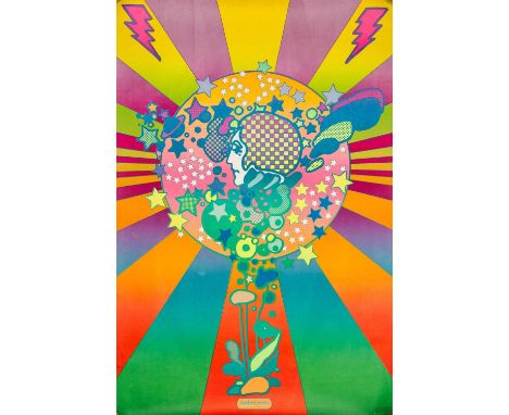 An original 1968 lithograph print of Peter Max 'Adam Cosmo'. Published by the Peter Max Poster Corp. Approx 24 x 36". VF cond