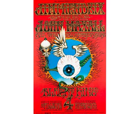 A later reprint of the famous BG-105, Flying Eyeball concert poster for the Jimi Hendrix Experience / John Mayall at Fillmore