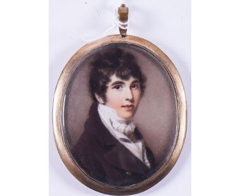 CIRCLE OF GEORGE CHINNERY (BRITISH, 1774-1852)Portrait miniature of the Rev. Duke Yonge of Antony, Cornwall, wearing a brown 
