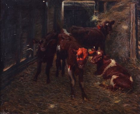 RICHARD HENRY BROCK (BRITISH, 1871-1943)The Calf Shedsigned 'R. H. BROCK' (lower left)oil on canvas51 x 61cmProperty sold to 