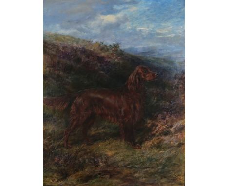 HEYWOOD HARDY (BRITISH, 1842-1933)Red setter in a moorland landscapesigned 'Heywood Hardy' (lower left)oil on canvas91.5 x 71