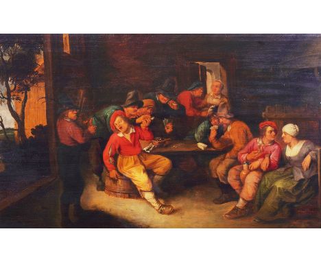MONOGRAMMIST HC (ACTIVE ANTWERP, 17TH CENTURY)Men and women in a tavern, drinking, playing cards and a man playing the bagpip