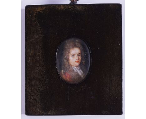 ENGLISH SCHOOL,  EARLY 18TH CENTURY (2)Portrait miniature of a gentleman wearing a white shirt with red coatwatercolour3 x 2.