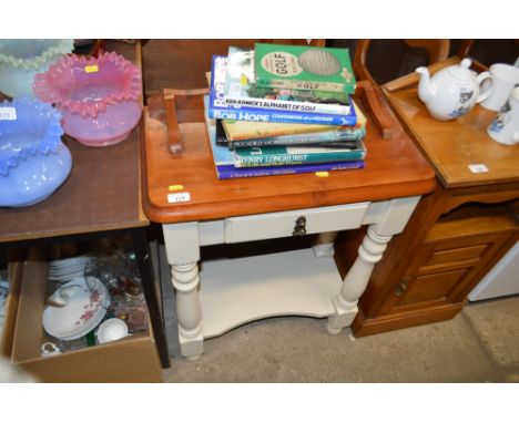 A pine and part painted two tier table