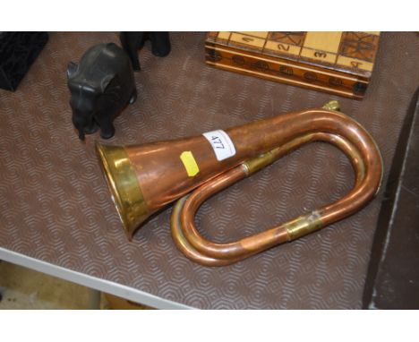 A copper and brass bugle
