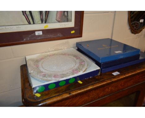 Four various cake plates to include Royal Worcester and an Aynsley cake knife