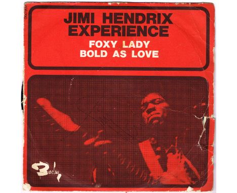 Jimi Hendrix Experience, Foxy Lady, signed single. 7 vinyl single, 1967, Barclay Records, 060 902, signed to the front sleeve