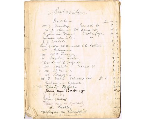 Irish Pieces", Manuscript prospectus for a book with a list of poems, songs and prose." both in Irish and English and signed 
