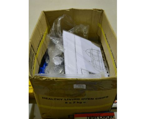 SC 55 R/C glow engine with silencer and box containing aircraft plans.