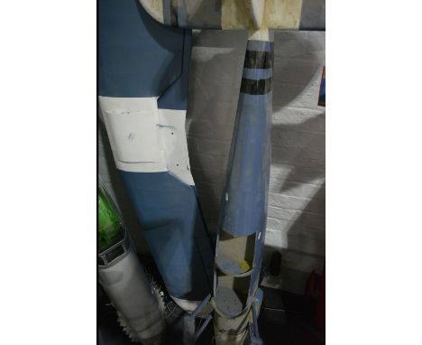 Large blue and white BI-PLANE, 80" span approximately, with four stroke glow engine, a project.