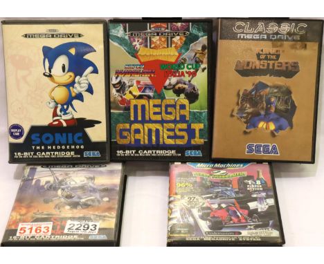 Five Sega Mega Drive games, no instructions. P&amp;P Group 2 (£18+VAT for the first lot and £3+VAT for subsequent lots) 