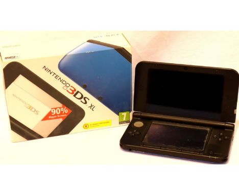Boxed Nintendo 3DS XL in blue and black, no power cable. P&amp;P Group 1 (£14+VAT for the first lot and £1+VAT for subsequent