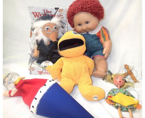 Cabbage Patch doll, Wombles Uncle Bulgaria, Zippy, Pelham puppet, stick puppet. P&amp;P Group 2 (£18+VAT for the first lot an