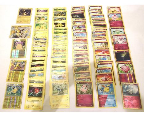 Collection of assorted Lightning and Fairy Pokemon trading cards including shiny examples; Clefairy 70/111, Gardevoir 54/98, 