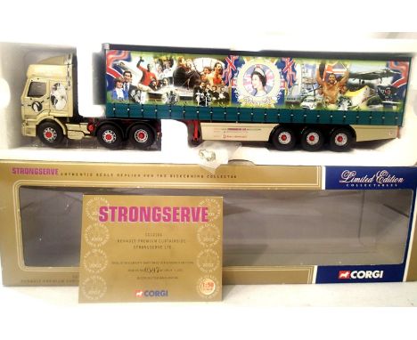 Corgi 1/50 scale truck CC12104, Renault premium and Curtainside, Strongserve Ltd, limited edition 597/4000, very good to exce