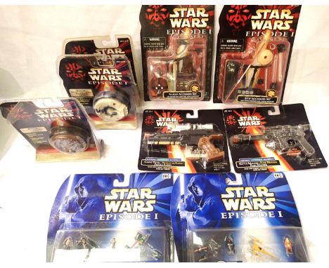 Nine Star Wars Episode 1 blister pack sets, three yo-yos, two micro-machines, two guns and two accessory sets. P&amp;P Group 