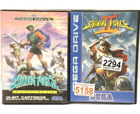 Two Sega Drive games; Shining Force and Shining Force II, all boxed with instructions. P&amp;P Group 1 (£14+VAT for the first