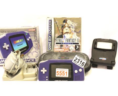 Gameboy Advance, boxed with charger, Final Fantasy IV and accessories. P&P Group 2 (£18+VAT for the first lot and £3+VAT for 