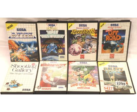 Eight assorted Sega Mastersystem games, all complete. P&amp;P Group 2 (£18+VAT for the first lot and £3+VAT for subsequent lo