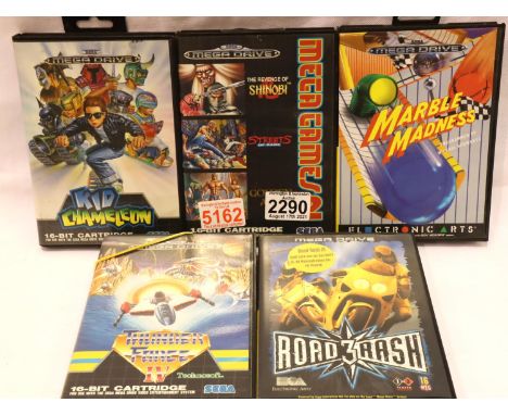 Five Sega Mega Drive games, all boxed with instructions. P&amp;P Group 2 (£18+VAT for the first lot and £3+VAT for subsequent