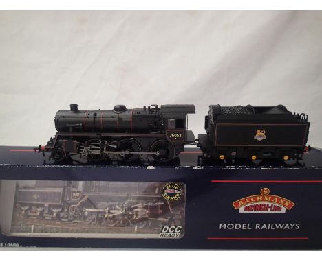 Bachmann 32950 Class 4MT Black, 76053, Early Crest, in excellent to very near mint condition, box good. P&amp;P Group 1 (£14+