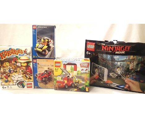 Five Lego sets/games - Ninjago movie Kokoriku, two racers, Young Builder set. P&amp;P Group 1 (£14+VAT for the first lot and 