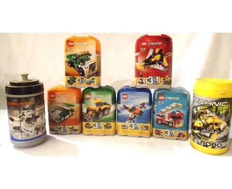 Eight Lego sets in plastic containers, 3-in-1 sets and two others. P&amp;P Group 1 (£14+VAT for the first lot and £1+VAT for 