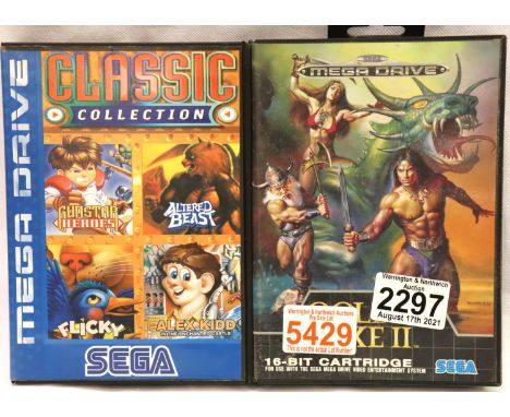 Two Sega Megadrive games, Golden Axe II, Classic Collection, all complete. P&amp;P Group 2 (£18+VAT for the first lot and £3+