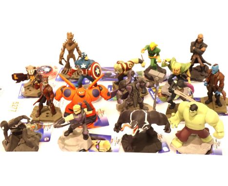 Disney Infinity 2.0; sixteen Marvel Super Heroes figures, most with cards. P&amp;P Group 3 (£25+VAT for the first lot and £5+