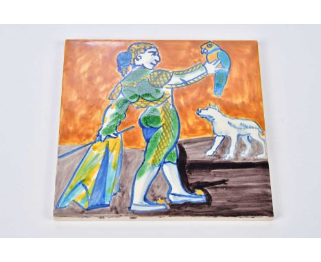 † PAULA REGO (born 1935) a signed limited edition ceramic tile, 'Matador Girl' numbered 19/50, presented in original card sle