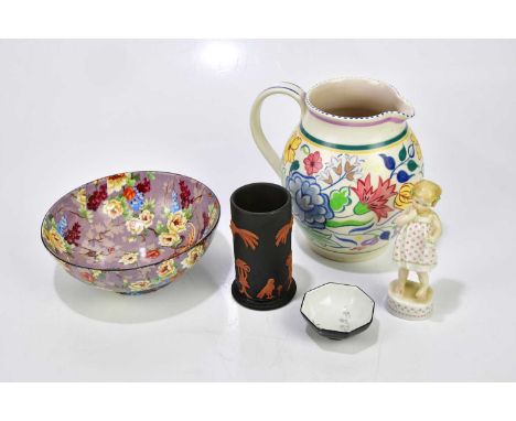 A small mixed lot of ceramics to include a Royal Worcester figure 'Only Me', a Shelley footed dish with floral decoration, a 