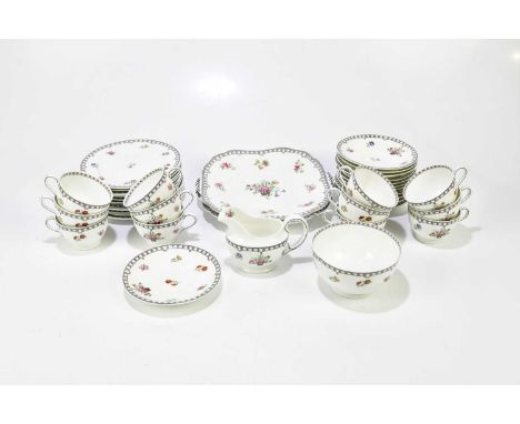 AYNSLEY; a part tea service decorated with garlands of flowers.