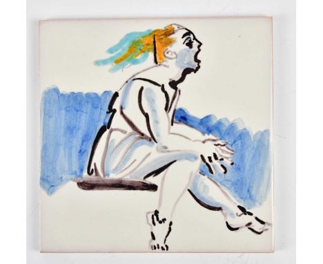 † PAULA REGO (born 1935); a signed limited edition ceramic tile, 'Ready to Go' numbered 19/50, produced in 1997, presented in