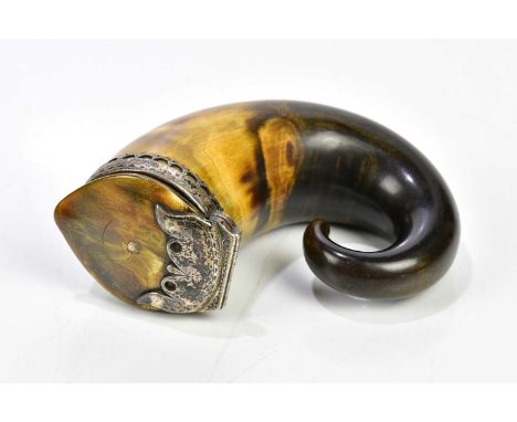 A 19th century Scottish horn snuff mull with white metal mount, height 8cm.Condition Report: Light wear but good condition.