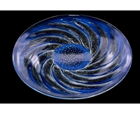 RENE LALIQUE; an opalescent and clear glass wall charger, 'Poissons', diameter 31.5cm.Condition Report: Light surface wear, s