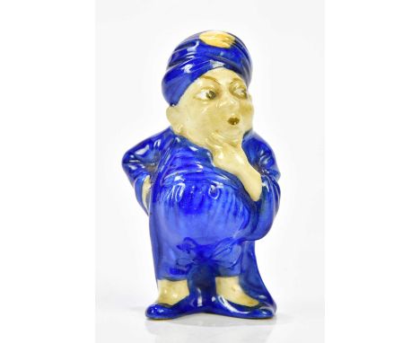 ROYAL DOULTON; HN423, 'One of the Forty', model 304, with hand under chin, blue cap with yellow dot, and blue body, height 7c