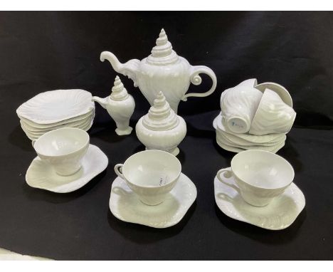 ARJE GRIEGST FOR ROYAL COPENHAGEN; a 'White Conch' twenty-four piece tea service.Condition Report: Light wear to each but goo