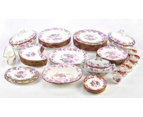 CAULDON; a forty-five piece part tea and dinner service with floral decoration to include tureens, various plates, etc.