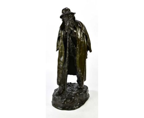 X MARIUS REMONDOT; a large bronze figure, 'Le Berger', a copy of the Frederic Mistral original in the Jardin Des Poèts in Par