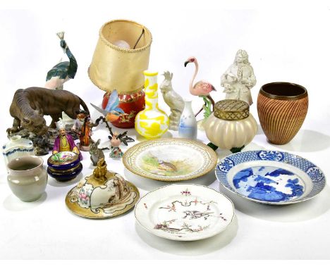 A collection of 19th century and later Oriental, European and British ceramics to include a Royal Copenhagen hand painted pla
