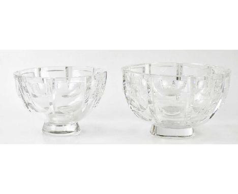 SIMON GATE FOR ORREFORS; two 'Thousand Windows' glass bowls, largest, height 13cm, diameter 21cm (2). 